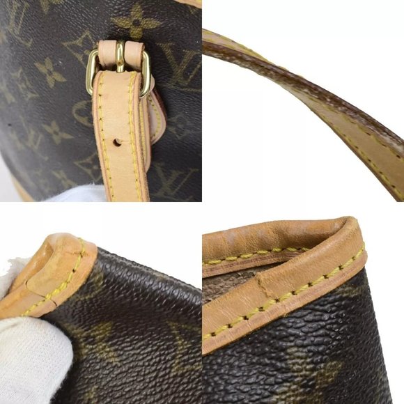 LOUIS VUITTON BUCKET PM Shoulder Tote Bag Monogram Leather Brown - Picture 6 of 15